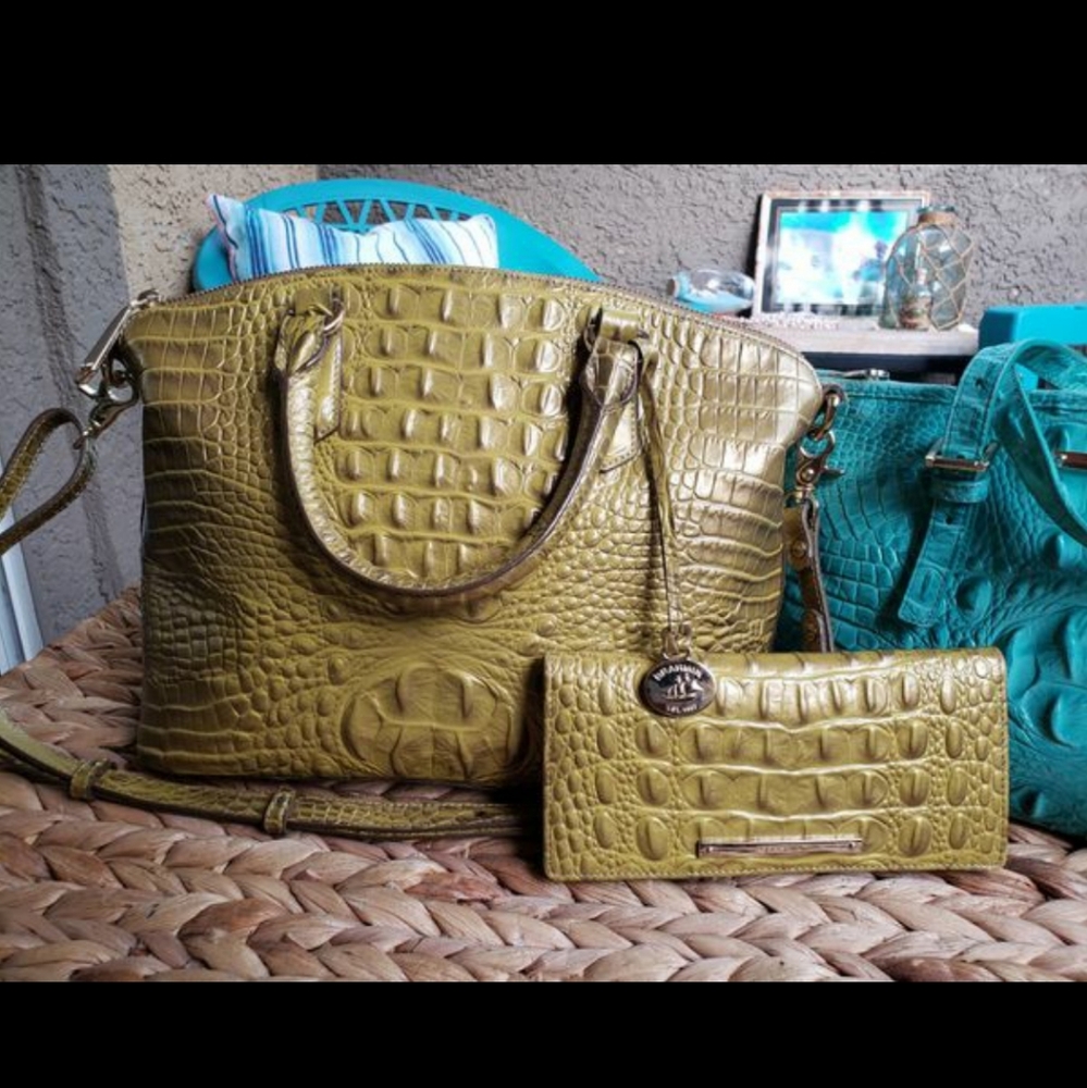Brahmin Avocado Color Bag & matching wallet